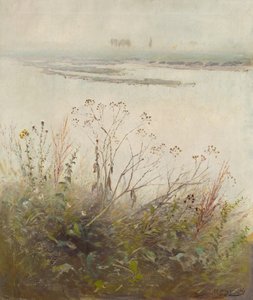 Rive de rivière inondée en fleur - Laszlo Mednyanszky